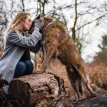 Dog mom with beloved dog