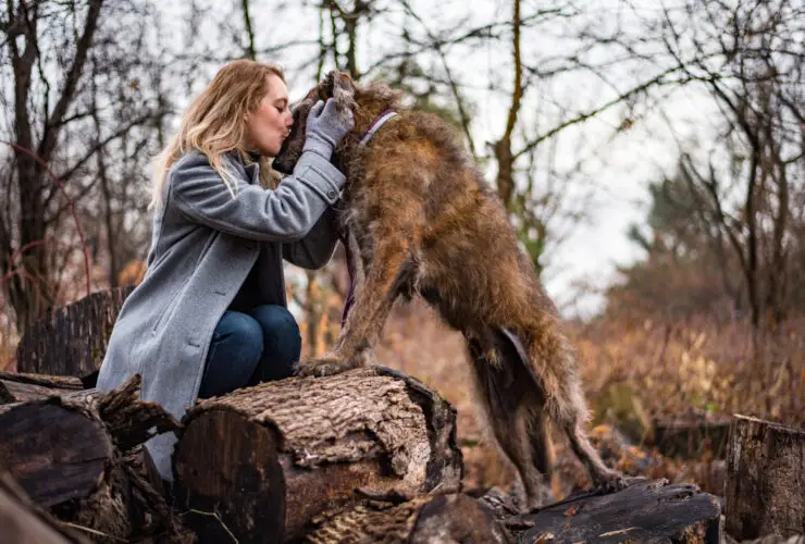 Dog mom with beloved dog